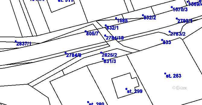 Parcela st. 2825/2 v KÚ Sehradice, Katastrální mapa