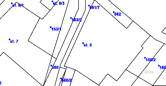 Parcela st. 5 v KÚ Bor u Nedvědice, Katastrální mapa