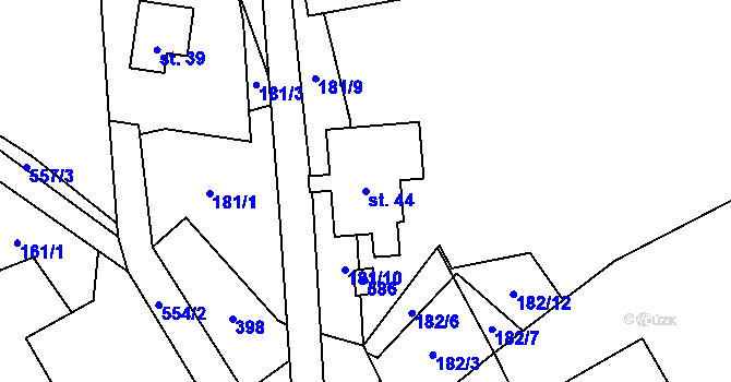 Parcela st. 44 v KÚ Bor u Nedvědice, Katastrální mapa