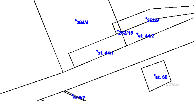 Parcela st. 44/1 v KÚ Sejřek, Katastrální mapa
