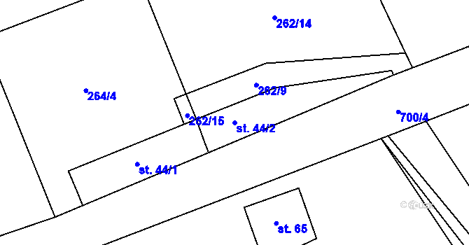 Parcela st. 44/2 v KÚ Sejřek, Katastrální mapa