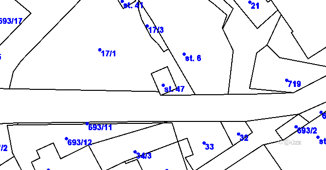 Parcela st. 47 v KÚ Sejřek, Katastrální mapa
