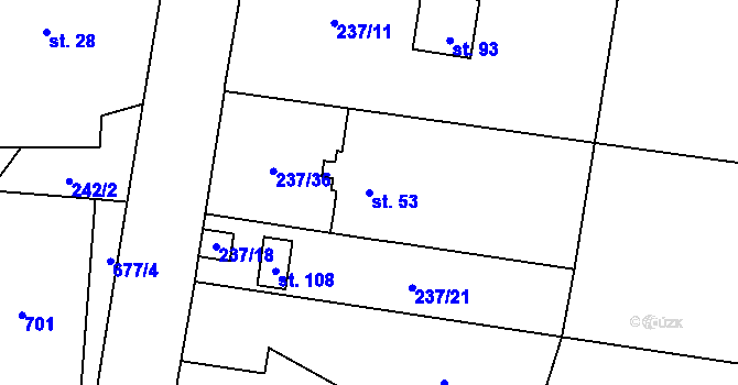 Parcela st. 53 v KÚ Sejřek, Katastrální mapa