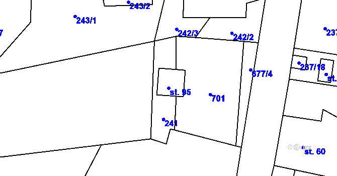 Parcela st. 95 v KÚ Sejřek, Katastrální mapa
