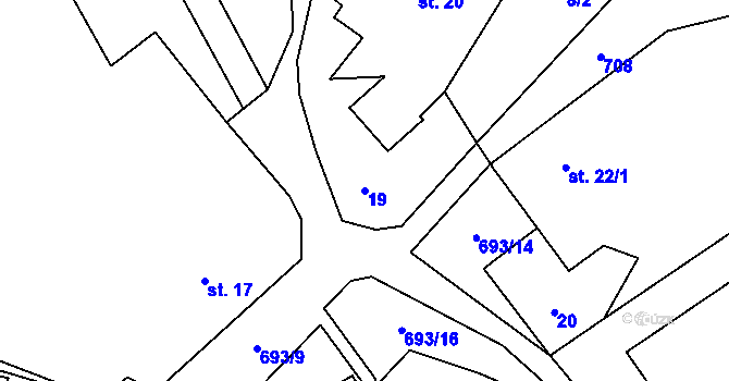 Parcela st. 19 v KÚ Sejřek, Katastrální mapa