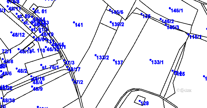 Parcela st. 133 v KÚ Sejřek, Katastrální mapa