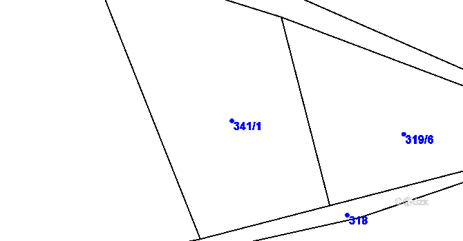Parcela st. 341/1 v KÚ Sejřek, Katastrální mapa