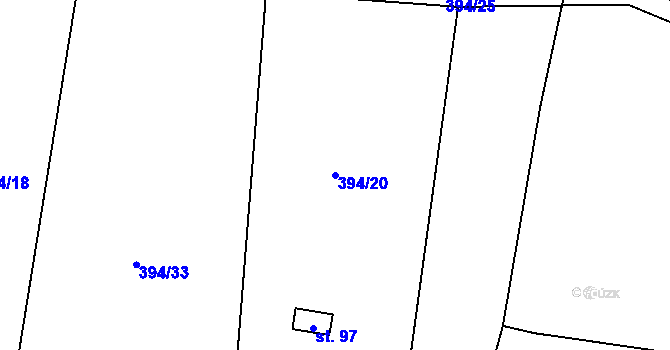 Parcela st. 394/20 v KÚ Sejřek, Katastrální mapa