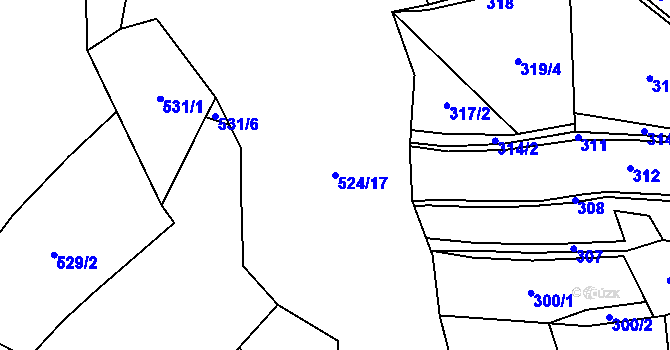 Parcela st. 524/17 v KÚ Sejřek, Katastrální mapa