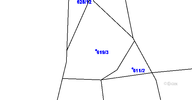 Parcela st. 619/3 v KÚ Sejřek, Katastrální mapa