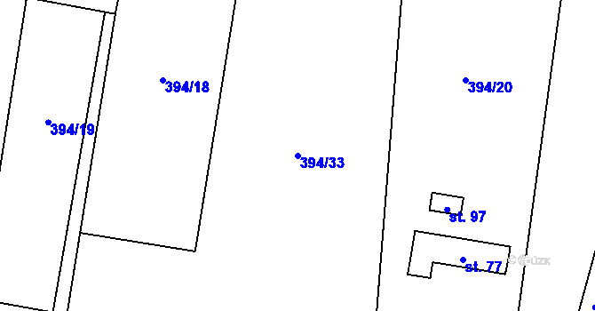 Parcela st. 394/33 v KÚ Sejřek, Katastrální mapa
