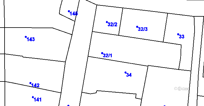 Parcela st. 32/1 v KÚ Selmice, Katastrální mapa
