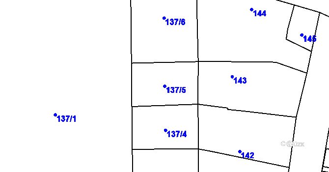 Parcela st. 137/5 v KÚ Selmice, Katastrální mapa
