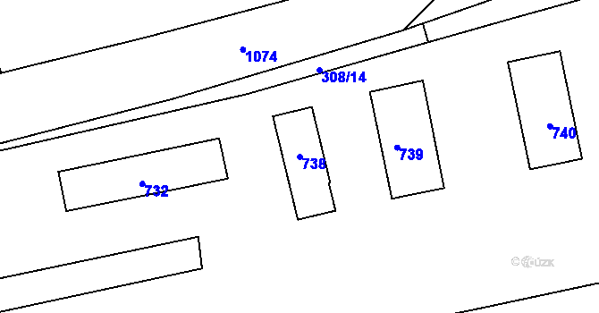 Parcela st. 738 v KÚ Selmice, Katastrální mapa