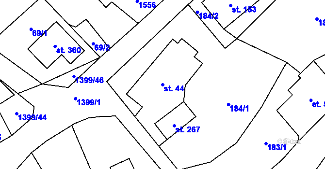 Parcela st. 44 v KÚ Semanín, Katastrální mapa