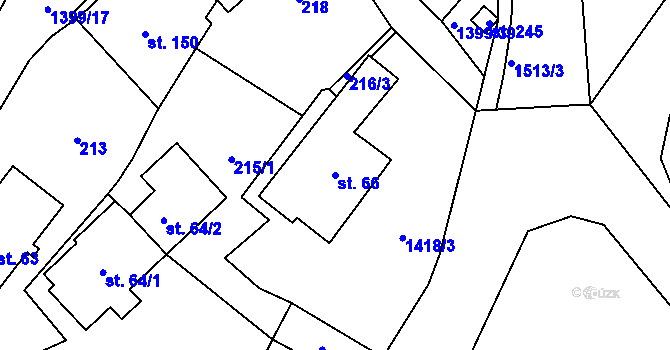 Parcela st. 66 v KÚ Semanín, Katastrální mapa