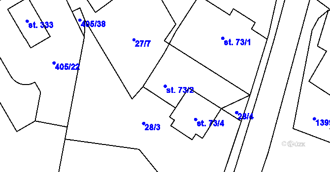 Parcela st. 73/2 v KÚ Semanín, Katastrální mapa
