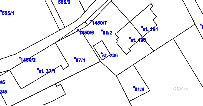Parcela st. 236 v KÚ Semanín, Katastrální mapa