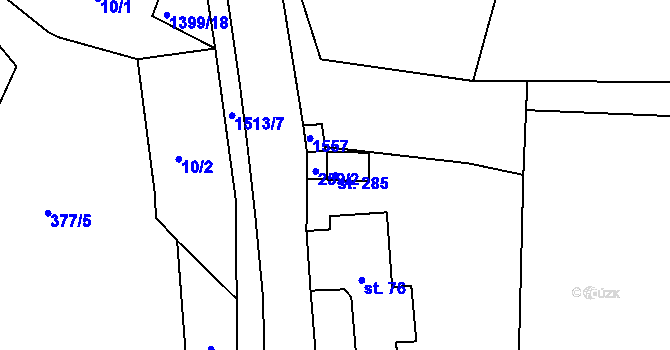 Parcela st. 285 v KÚ Semanín, Katastrální mapa