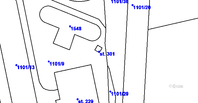 Parcela st. 301 v KÚ Semanín, Katastrální mapa