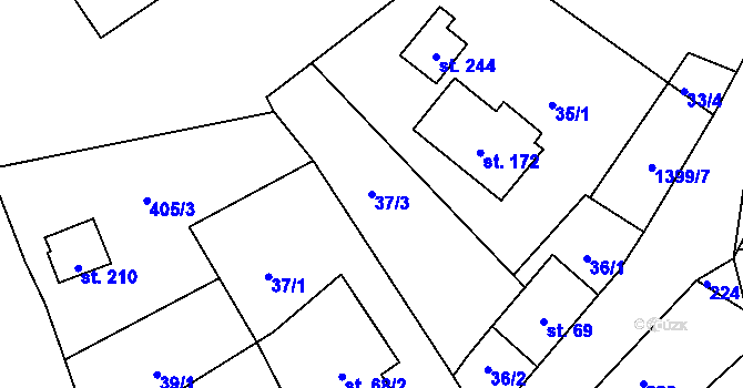 Parcela st. 37/3 v KÚ Semanín, Katastrální mapa