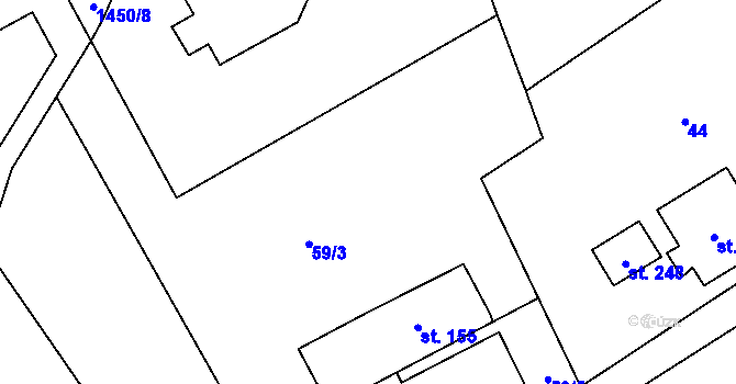 Parcela st. 59/3 v KÚ Semanín, Katastrální mapa