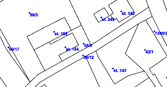 Parcela st. 59/5 v KÚ Semanín, Katastrální mapa