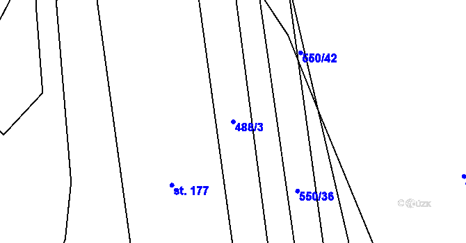 Parcela st. 488/3 v KÚ Semanín, Katastrální mapa