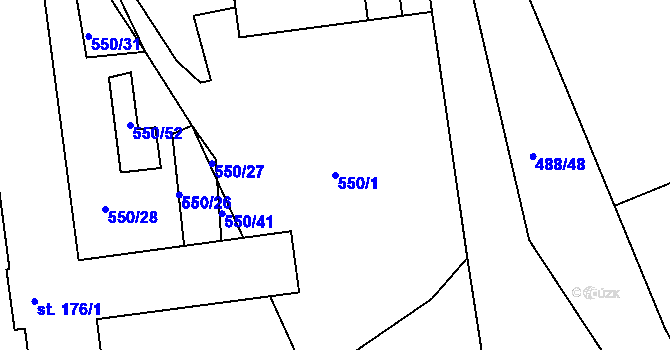 Parcela st. 550/1 v KÚ Semanín, Katastrální mapa