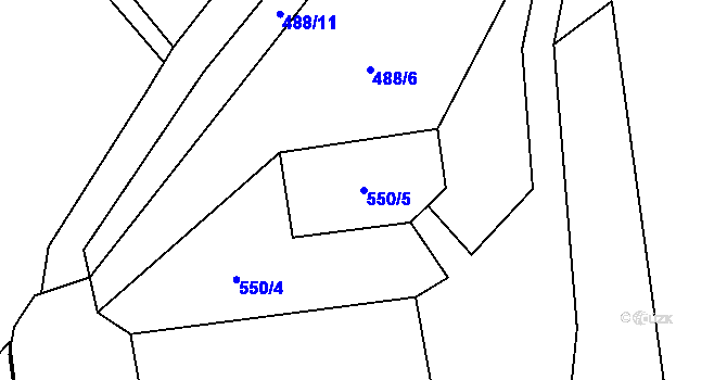Parcela st. 550/5 v KÚ Semanín, Katastrální mapa