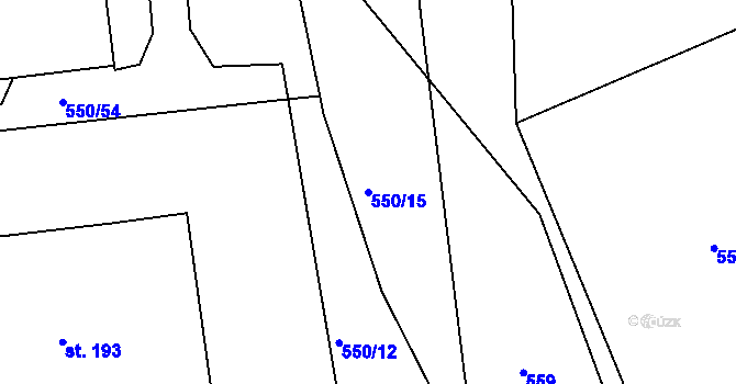 Parcela st. 550/15 v KÚ Semanín, Katastrální mapa