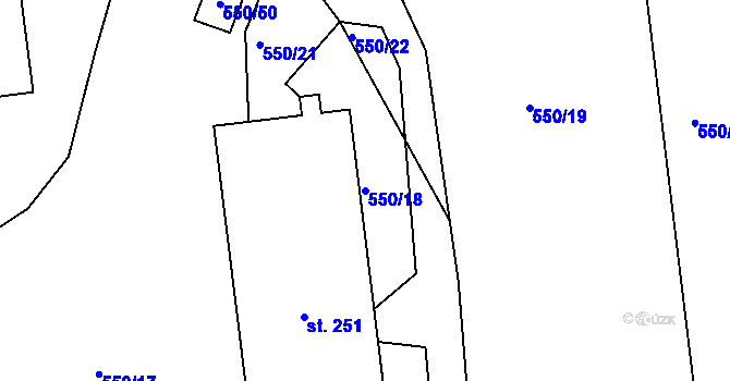 Parcela st. 550/18 v KÚ Semanín, Katastrální mapa