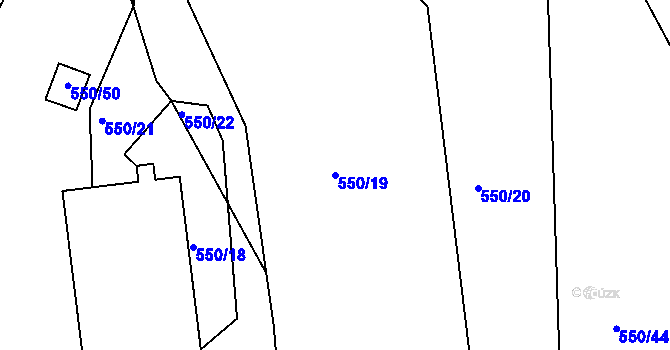 Parcela st. 550/19 v KÚ Semanín, Katastrální mapa