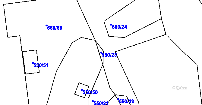 Parcela st. 550/23 v KÚ Semanín, Katastrální mapa