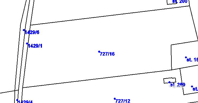Parcela st. 727/16 v KÚ Semanín, Katastrální mapa