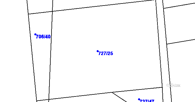 Parcela st. 727/25 v KÚ Semanín, Katastrální mapa