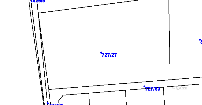 Parcela st. 727/27 v KÚ Semanín, Katastrální mapa
