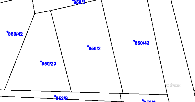 Parcela st. 850/2 v KÚ Semanín, Katastrální mapa