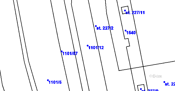 Parcela st. 1101/12 v KÚ Semanín, Katastrální mapa