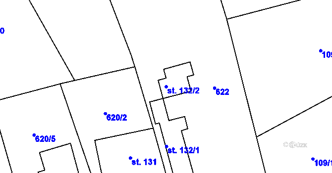 Parcela st. 132/2 v KÚ Semanín, Katastrální mapa