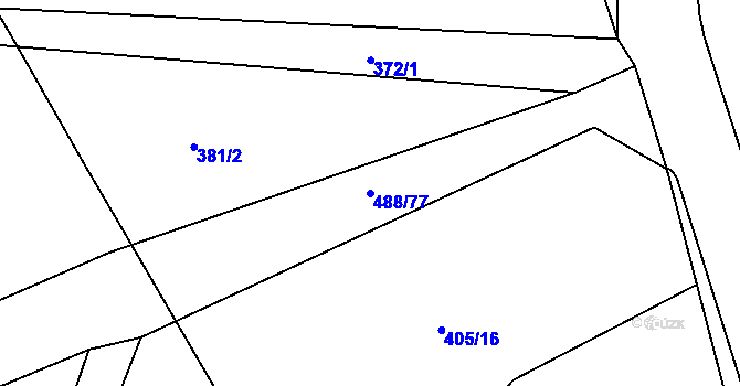 Parcela st. 488/77 v KÚ Semanín, Katastrální mapa