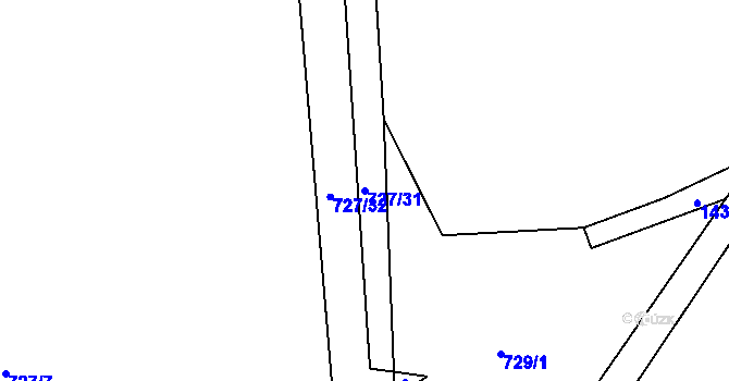 Parcela st. 727/31 v KÚ Semanín, Katastrální mapa