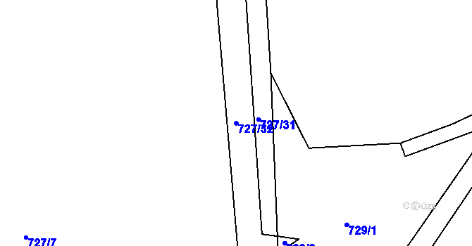 Parcela st. 727/32 v KÚ Semanín, Katastrální mapa