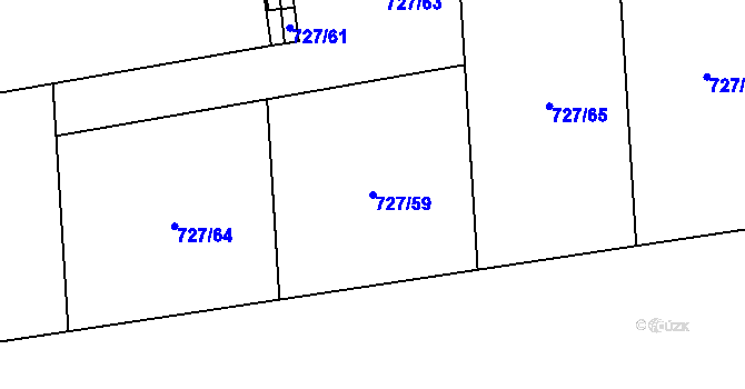 Parcela st. 727/59 v KÚ Semanín, Katastrální mapa