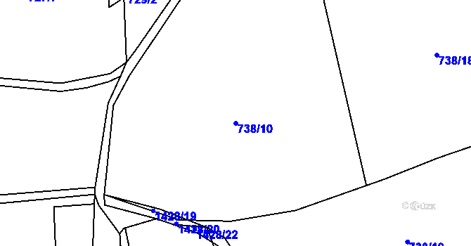 Parcela st. 738/10 v KÚ Semanín, Katastrální mapa