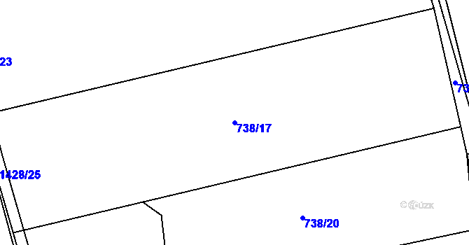 Parcela st. 738/17 v KÚ Semanín, Katastrální mapa