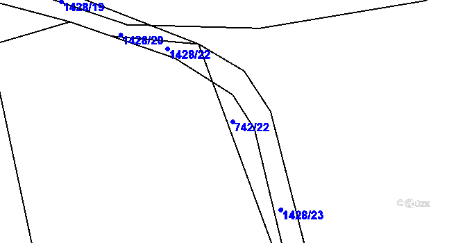 Parcela st. 742/22 v KÚ Semanín, Katastrální mapa