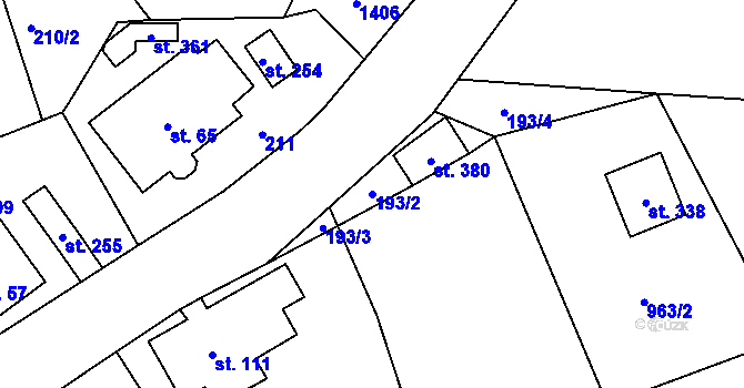 Parcela st. 193/2 v KÚ Semanín, Katastrální mapa