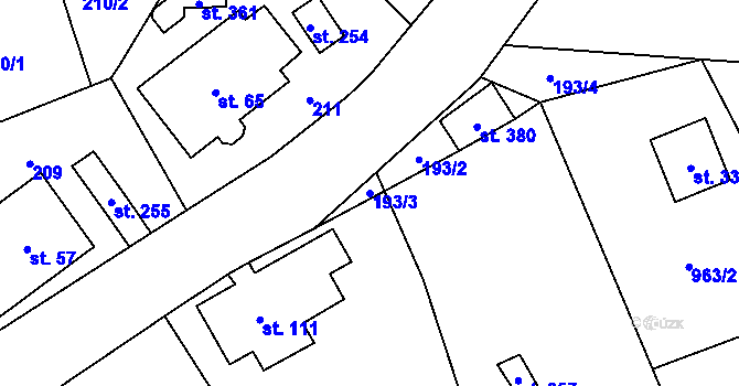 Parcela st. 193/3 v KÚ Semanín, Katastrální mapa