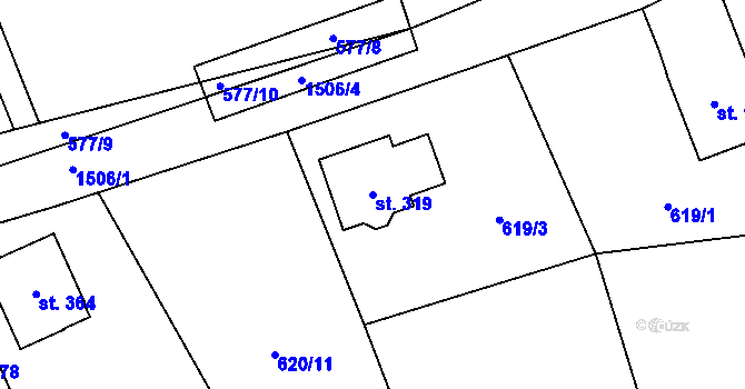 Parcela st. 319 v KÚ Semanín, Katastrální mapa